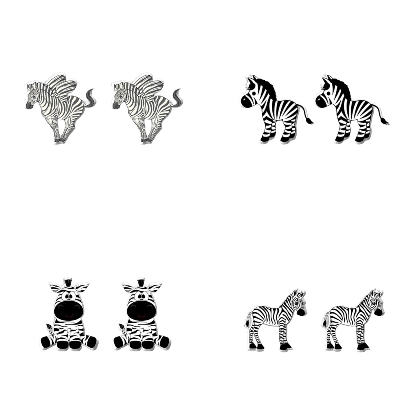 Zebra Stud Earrings - 4 Styles