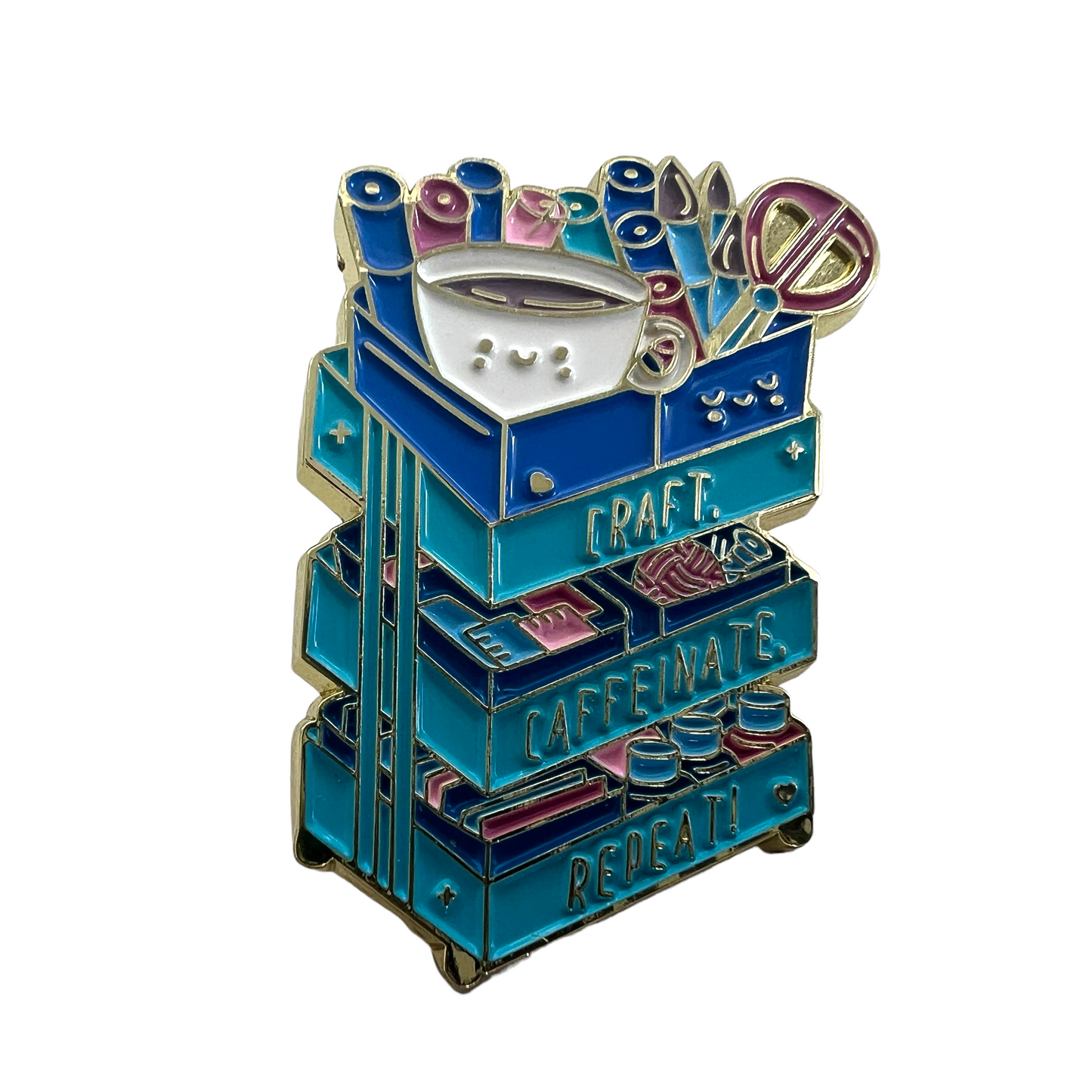 Pin — Craft Cart “Craft. Caffinate. Repeat’ SPIRIT SPARKPLUGS