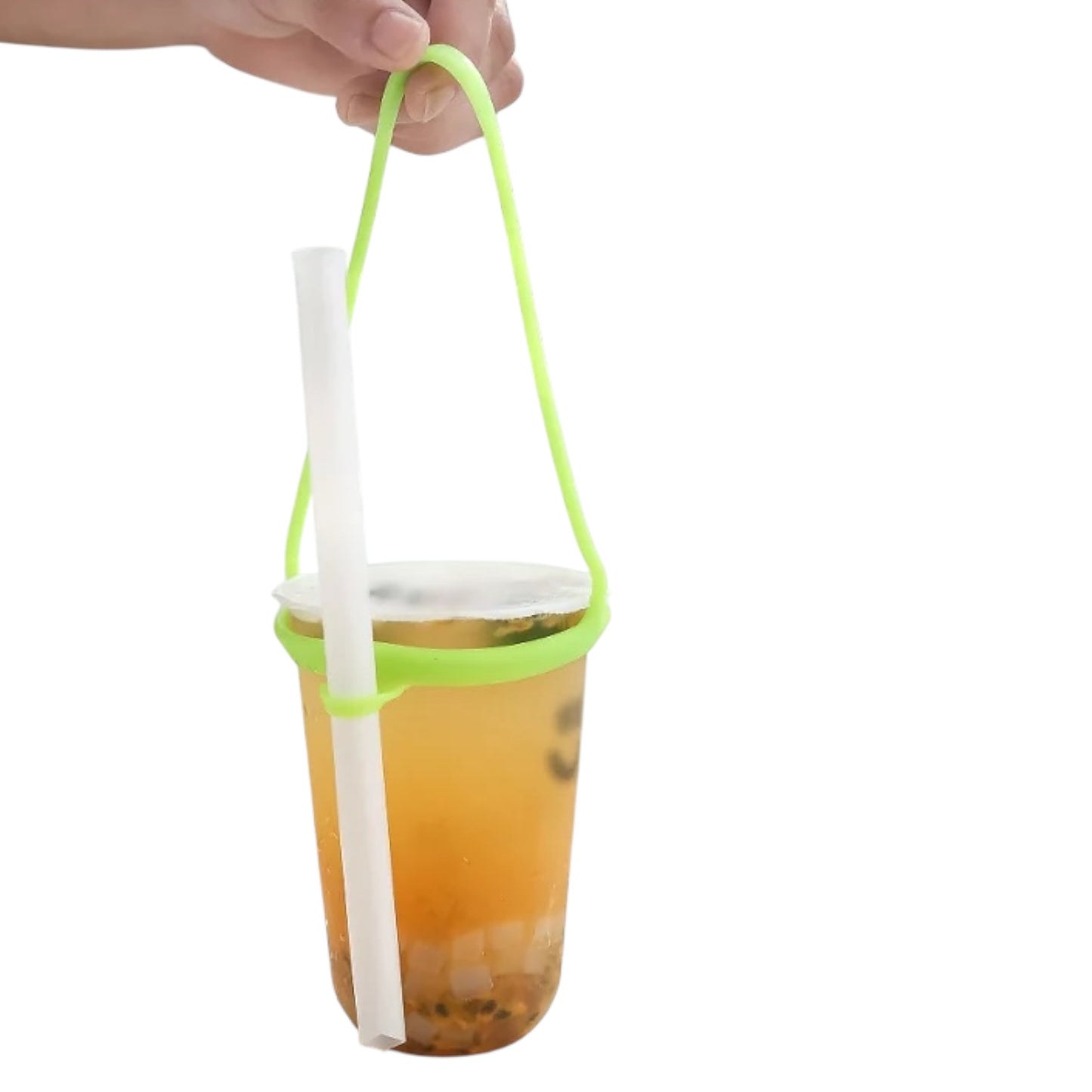 Silicone Drink Carrier Strap with Straw