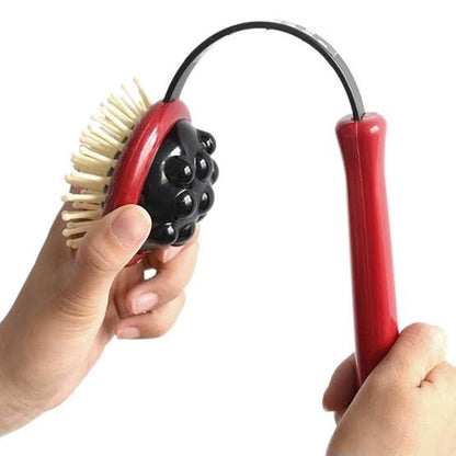 Long Handle all-in-one: Hair Brush, Lotion Applicator + Massager