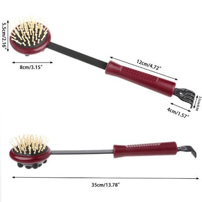 Long Handle all-in-one: Hair Brush, Lotion Applicator + Massager