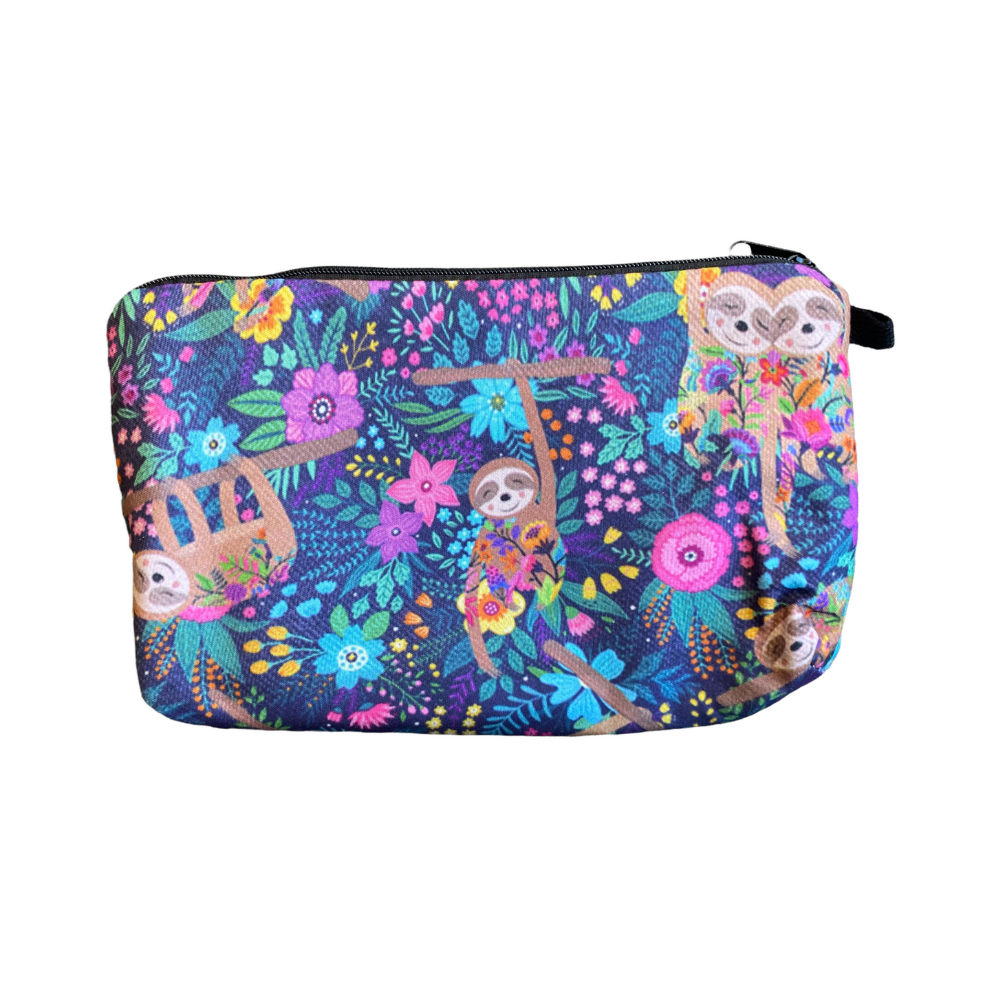 Soft Padded Zipper Purse Pen & Pencil Cases SPIRIT SPARKPLUGS Purple Floral Sloths  