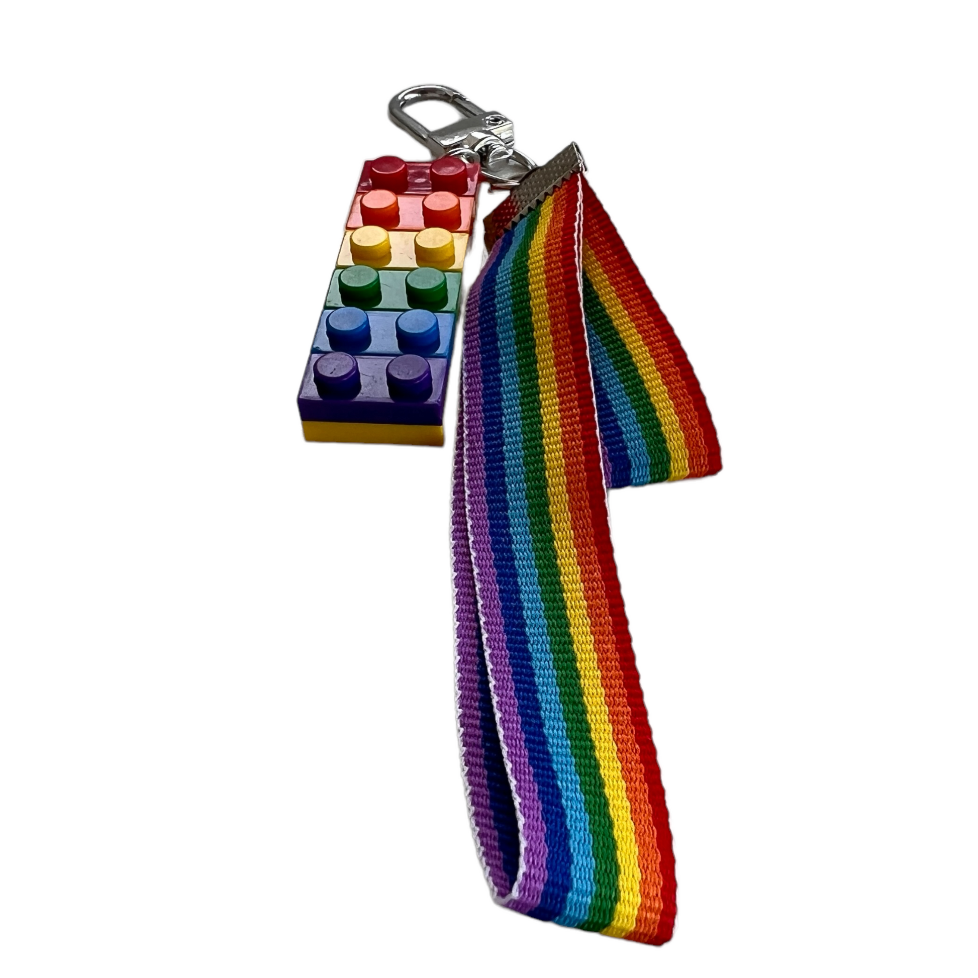 Keyring — Rainbow Ribbon + Lego  SPIRIT SPARKPLUGS   