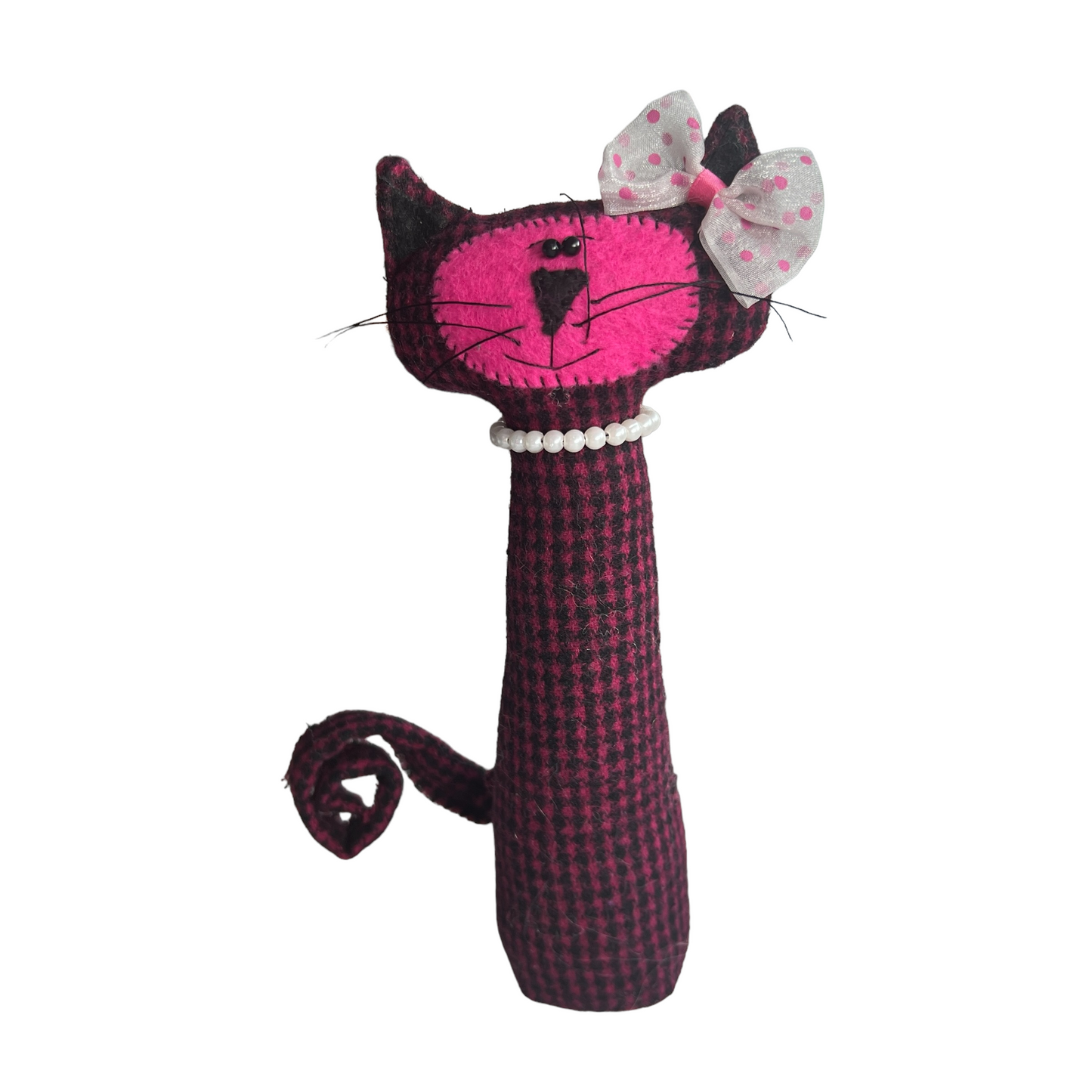 Standing Cats  Splash Quilting Pink Tartan  