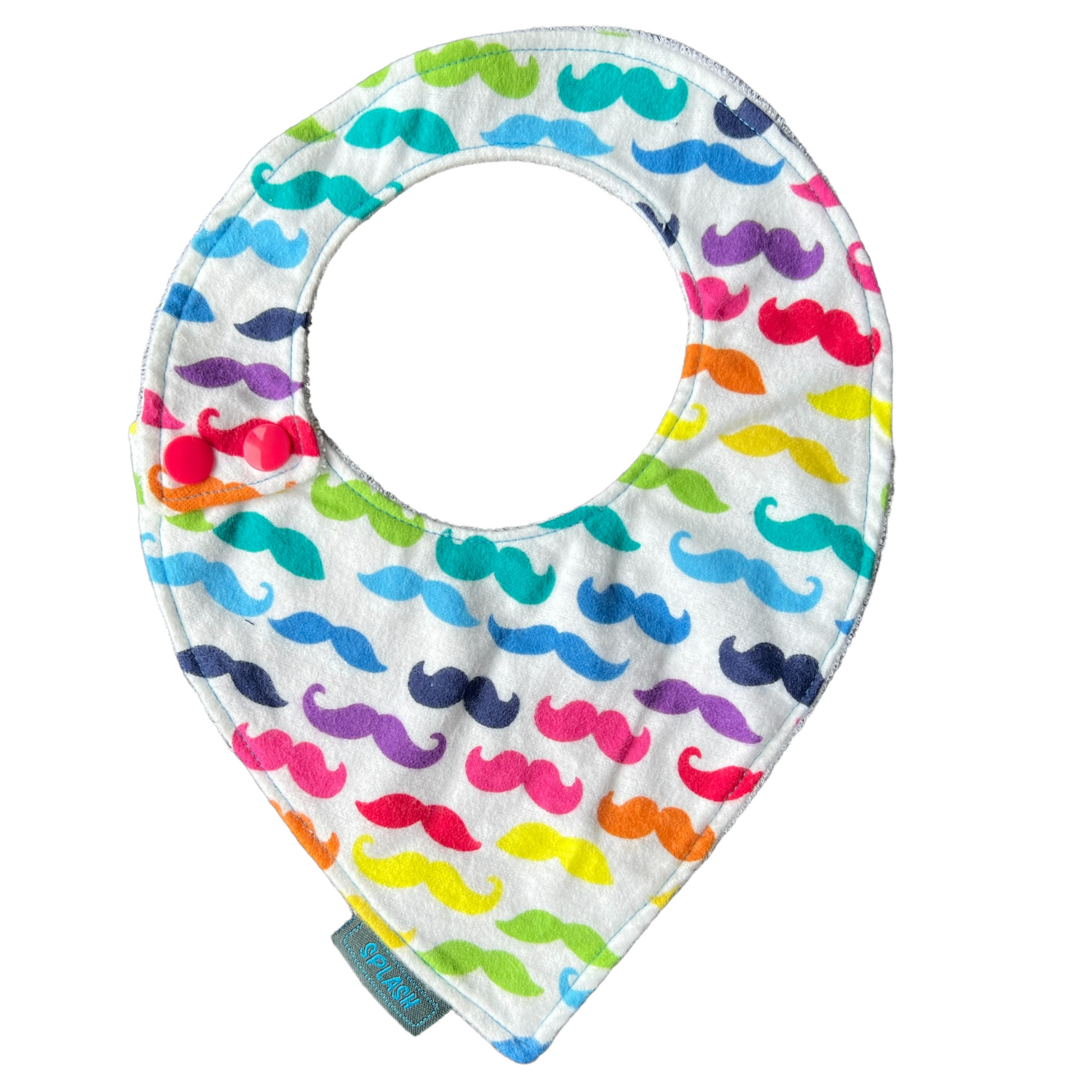Pointed Side Fastener Bibs (assorted patterns) Bibs Splash Quilting Moustache Rainbow 