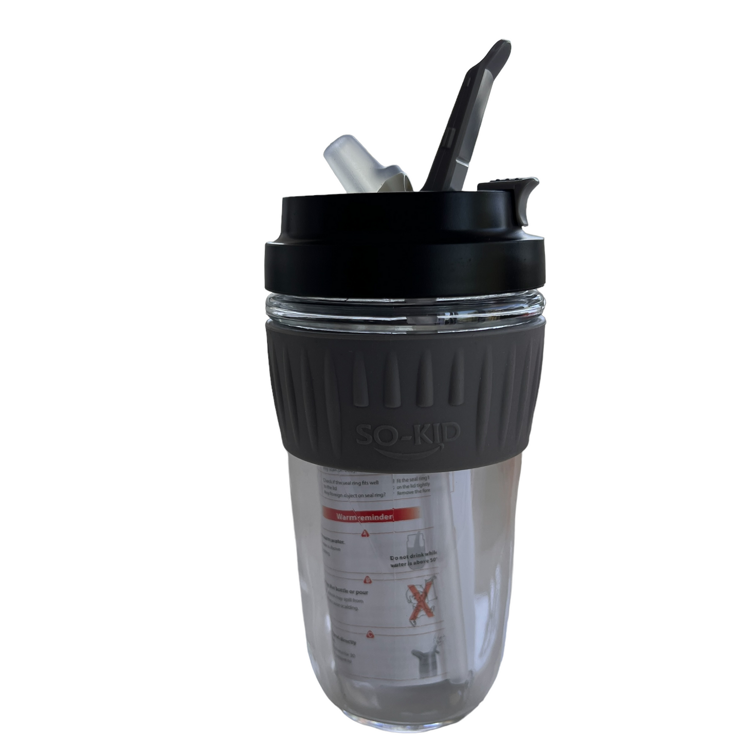 Heavy duty glass mug with lid and built in straw Mobility & Accessibility SPIRIT SPARKPLUGS   