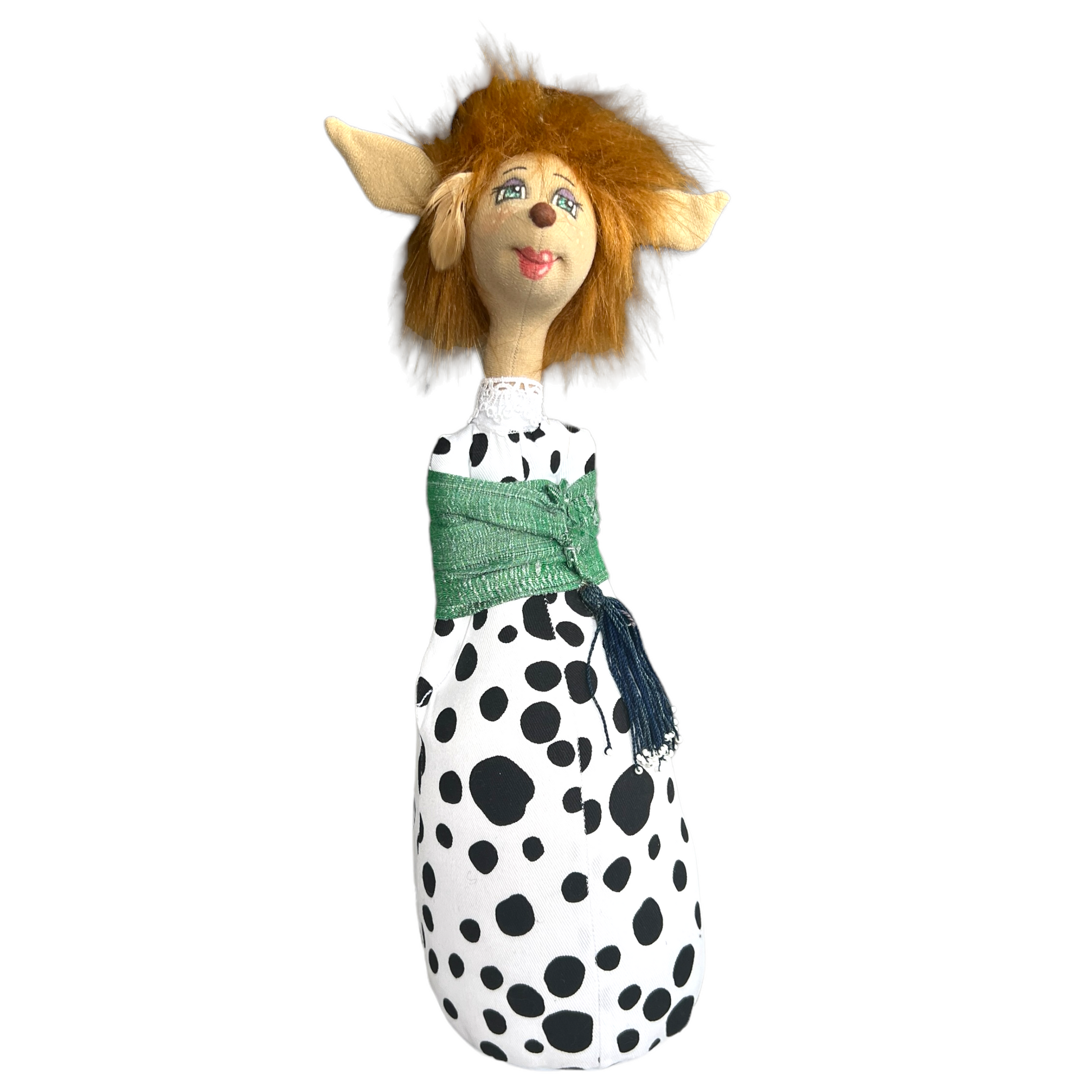 Fawn Doll, Stand Tall CHRISTMAS  Splash Quilting Polka Dot Dress with Green Jacket  