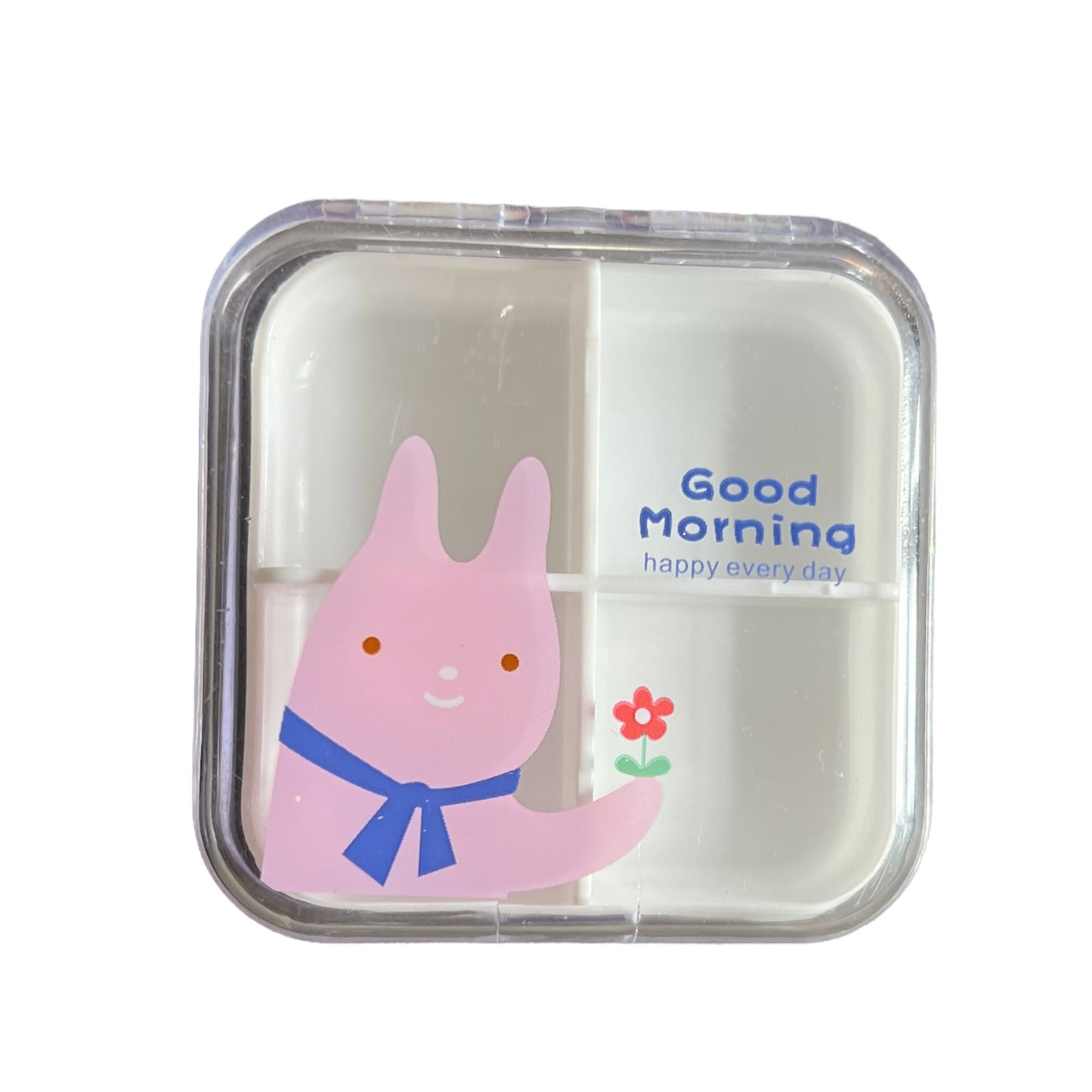 Travel Medication Container - 4 compartment Medical SPIRIT SPARKPLUGS Rabbit  