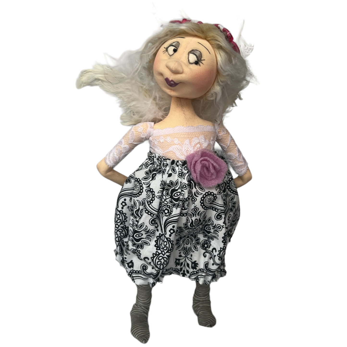 Tina, Sitting Standing Dolls  Splash Quilting Large / Paisley Dress  