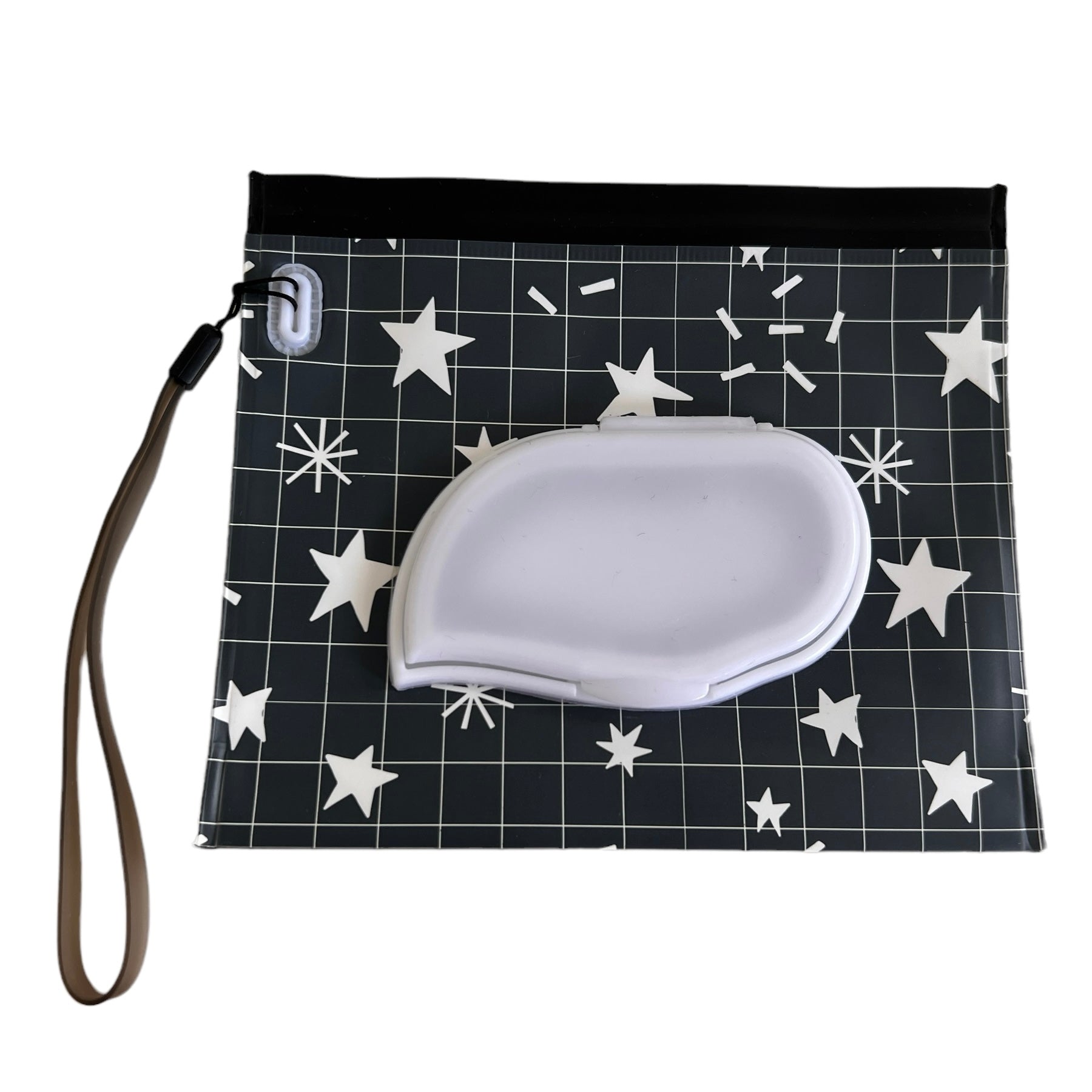 Wet Wipes Travel Potable (Could be called Reusable Wet Wipe Bag — Small Travel Pouches SPIRIT SPARKPLUGS Stars Black 