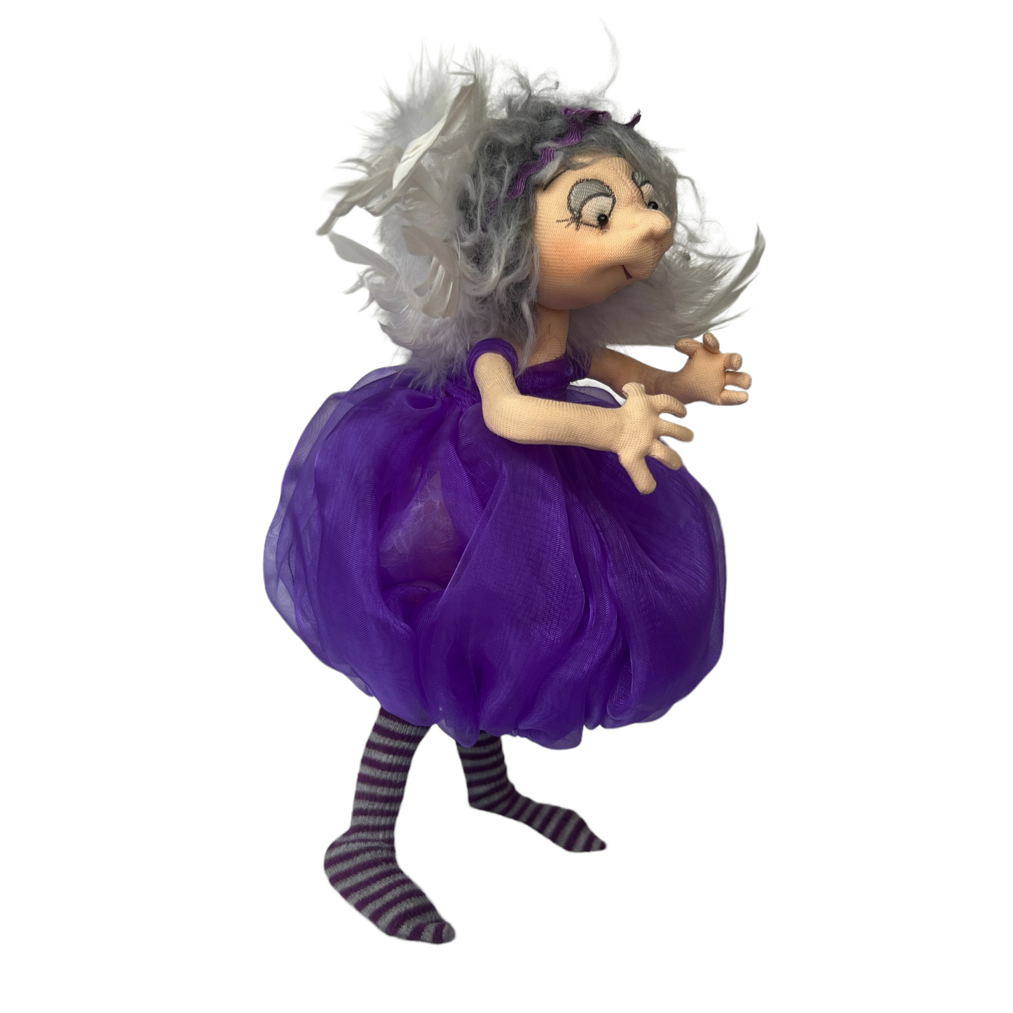 Tina, Sitting Standing Dolls  Splash Quilting Small / Purple Dress  