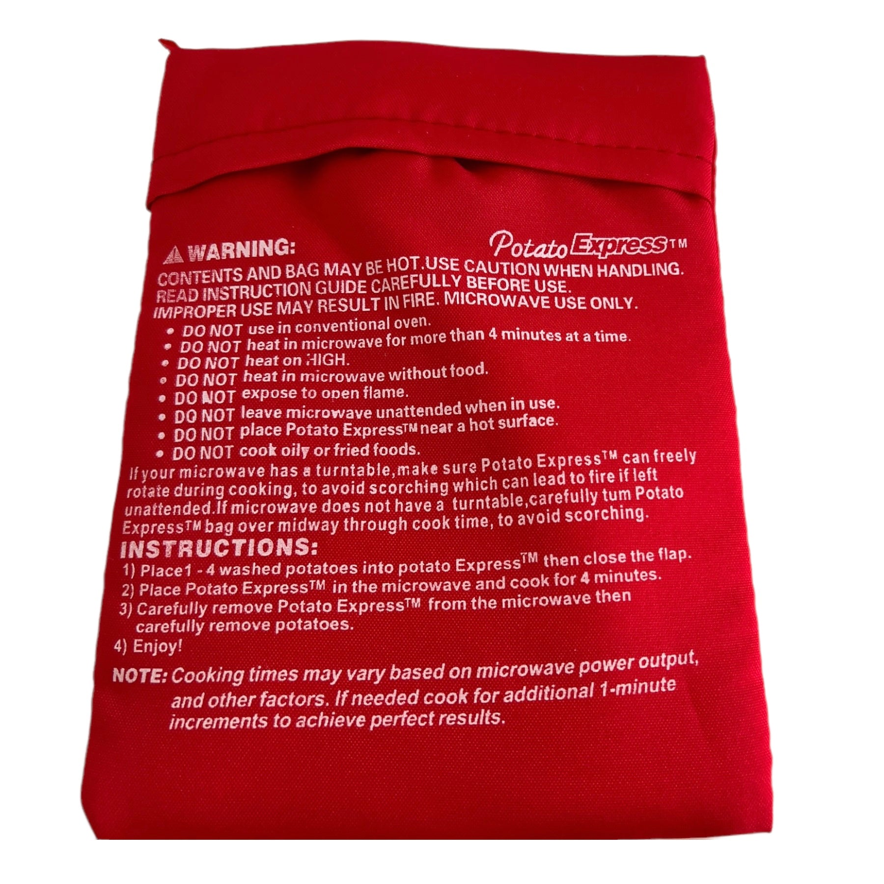Reusable Microwave Potato Cooking Bag  SPIRIT SPARKPLUGS Red  