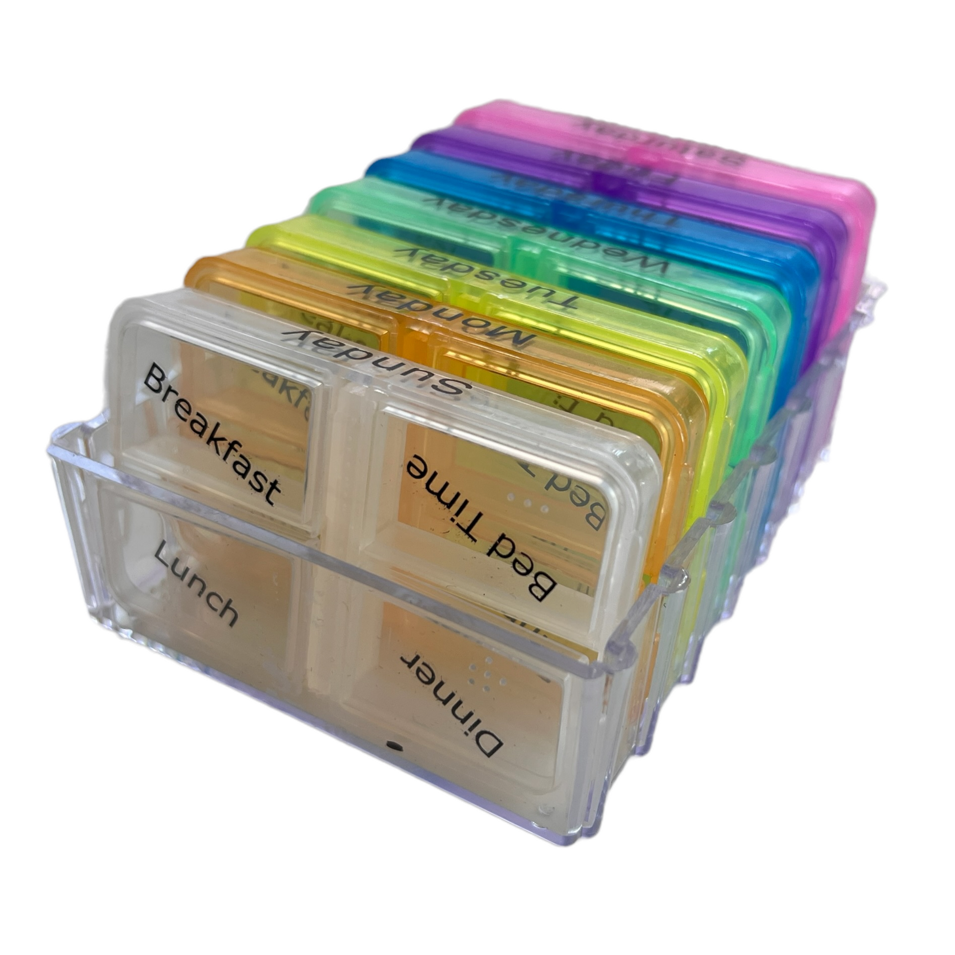 7 Day Pill Box — 4 Doses Daily - COMPACT  SPIRIT SPARKPLUGS   