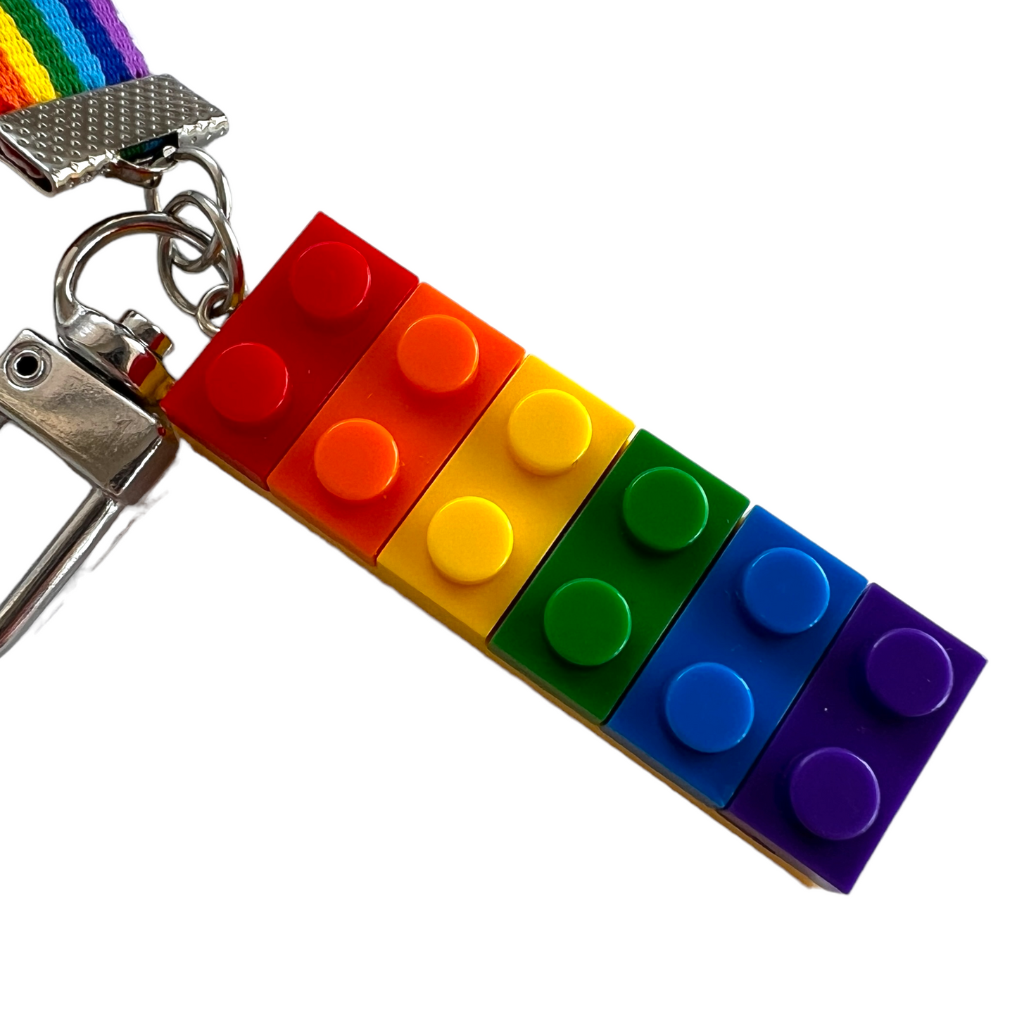 Keyring — Rainbow Ribbon + Lego  SPIRIT SPARKPLUGS   
