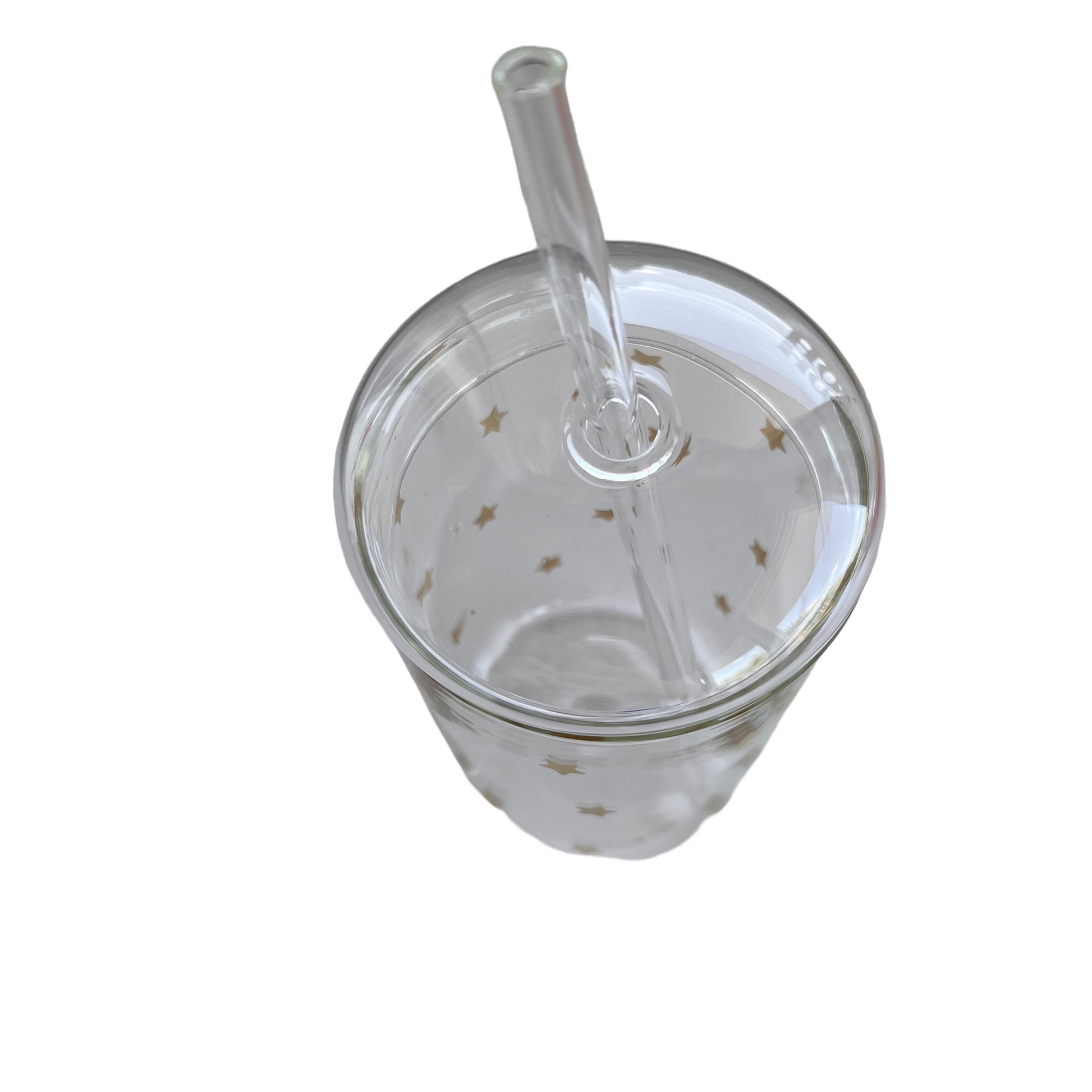 Heat Resistant Glass Cup With Lid + Straw STARS  SPIRIT SPARKPLUGS   