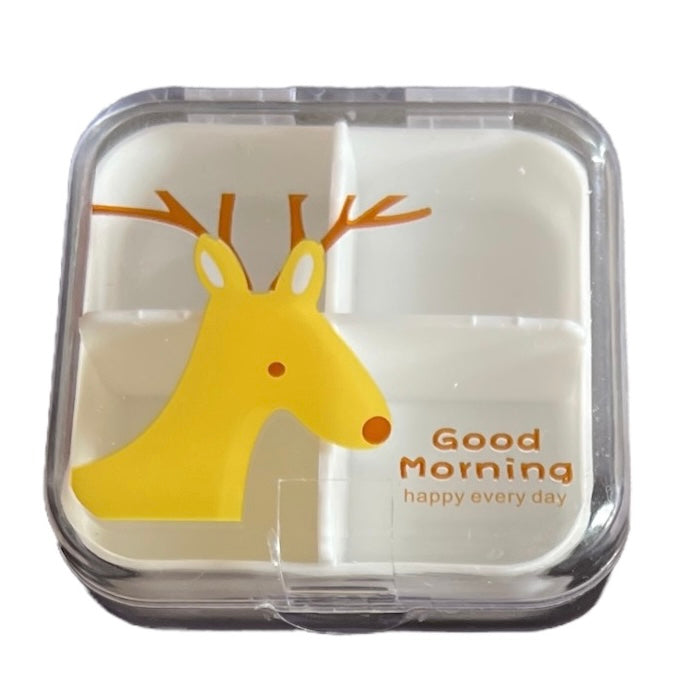 Travel Medication Container - 4 compartment Medical SPIRIT SPARKPLUGS Deer  