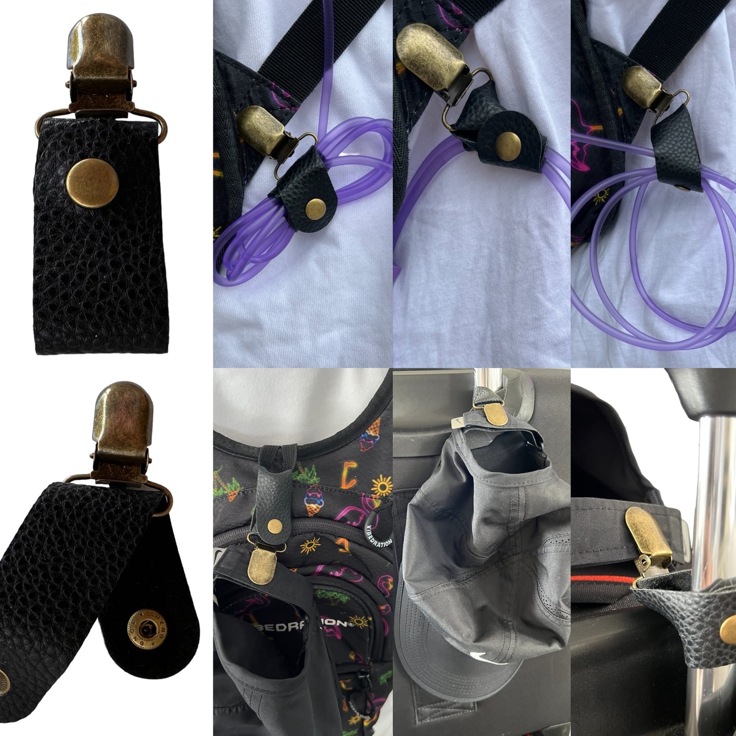 Leather Tubie Clip / Handbag Accessory  SPIRIT SPARKPLUGS   