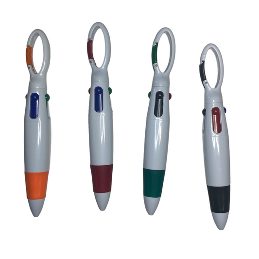 Four Color Pen with Carabiner Clip Stationery SPIRIT SPARKPLUGS   