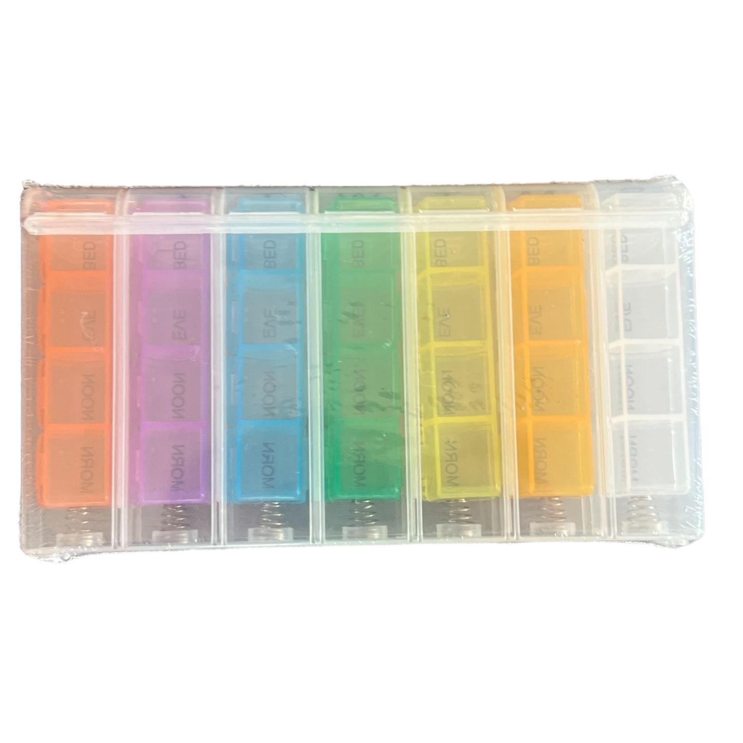 7 Day Pill Box — 4 Doses Daily Pop Out Case Managing Medications SPIRIT SPARKPLUGS   
